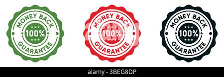 Money Back Guarantee Badge Icons for Product and Service Assurance Labels Stock Vector