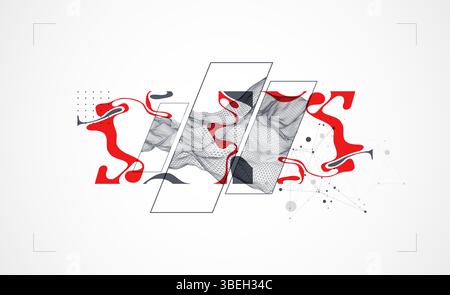 Abstract art wireframe background. Modern science or technology art elements. Surface illustration. Hand made vector. Stock Vector