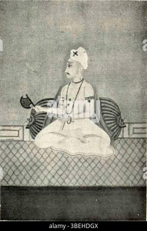 Lt Raghunath Rao Painting of Raghunath Rao (Raghunathrao) seated leaning against a ...