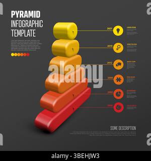Use this modern 3D pyramid infographic template for presenting data in a timeline design. This sleek pyramid infographic template is perfect for data Stock Vector
