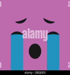 Crying face on color background. Vector illustration Stock Vector