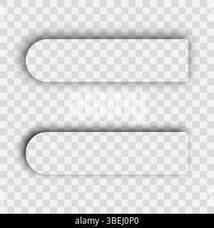 Dark transparent realistic shadow. Set of two rectangles with rounded corners shadows  isolated on transparent background. Vector illustration. Stock Vector
