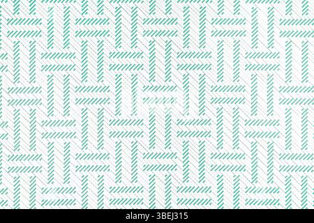 Green and white color plastic weave texture pattern. It is a popular pattern for mats, baskets, or rattan furniture. Stock Photo