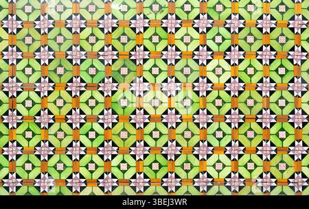 Bright colourful pattern of ceramic tiles on wall of house, Rua das Trinas, Guimaraes, northern Portugal, Europe Stock Photo
