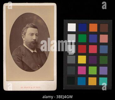 A black-and-white cabinet card photograph from circa 1869 shows Gustav Christ-Ehinger, a Swiss figure, in a vintage portrait style. Stock Photo