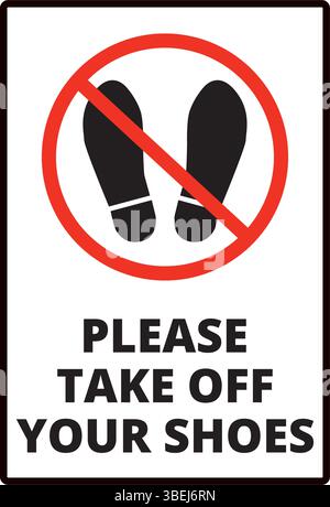 Please take off your shoes sign on a white background Stock Vector