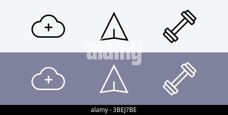 Basic icon pack - add to cloud, share and weight icon. Stock Vector