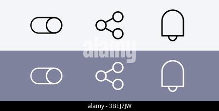Basic icon pack - slider, share and notification icon. Stock Vector