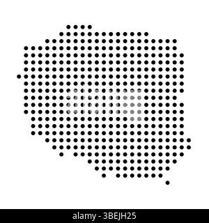 Poland country dotted map. Black spot pixel illustration isolated on white background. Vector circle mosaic. Stock Vector