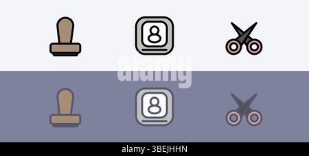 Modern education and school vector symbol set - stamp, distance learning and cutter set. Stock Vector