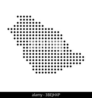 Saudi Arabia country dotted map. Black spot pixel illustration isolated on white background. Vector circle mosaic. Stock Vector