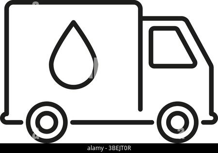 Oil Delivery Truck Line Icon. Fuel Transportation And Distribution Outline Symbol. Energy Supply And Logistics. Editable Stroke. Isolated Vector Stock Vector