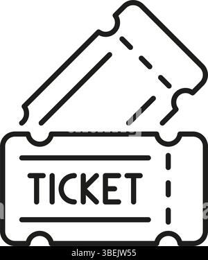 Ticket Icon. Event Admission, Entertainment Access, And Reservation Outline Symbol. Concert, Movie, And Travel Ticketing. Editable Stroke. Isolated Stock Vector