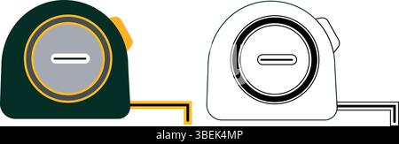 Tape Measure Full Color Monochrome Design Variants and Vector Stock Vector
