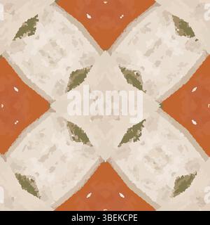 Orange Beige Green Geometric Vector Pattern Stock Vector