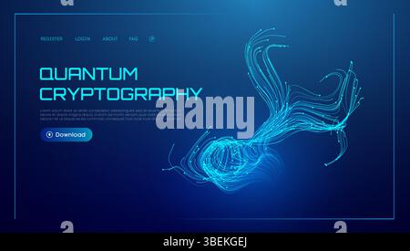 Quantum tech abstract background. Data science and AI concept. Atom energy artificial intelligence research network with digital technology in 3D Stock Vector