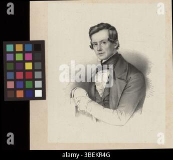 This lithograph, created between 1820 and 1840, shows a portrait of ...