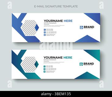 Multipurpose modern corporate business email signature or email footer layout template design. Professional business email signature design template. Stock Vector