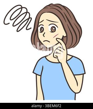 A young woman suffering from a scar on her face Stock Photo