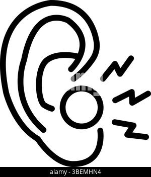 Sulfur plug outline icon. A buildup of earwax blocking the ear canal simple sign. Improper ear hygiene leading to hearing loss logo. Medical vector is Stock Vector
