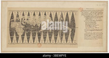 Louis Boulengier's 'Universalis Cosmographie Descriptio tam in Solido quem Plano' is a world map from 1514. The map is an important historical artifact in the history of cartography and provides insight into early global understanding. Stock Photo
