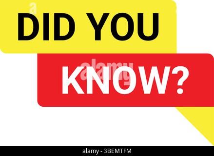 Printdid you know banner in yellow and red speech bubble style used for facts, information or awareness message Stock Vector