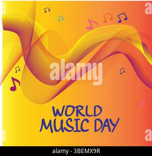Colorful Abstract Design for World Music Day Celebration" Stock Vector