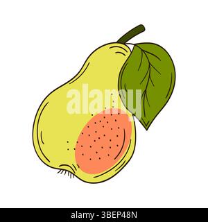 Cute fruit illustration in hand draw style. Pear icon on white background. Design Stock Vector