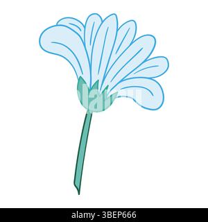 Cute flower illustration in hand draw style. Chamomile icon on white background. Design for postcards, flyers, banners. Icon Stock Vector