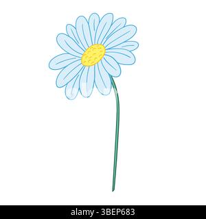 Cute flower illustration in hand draw style. Design. Chamomile icon on white background Stock Vector