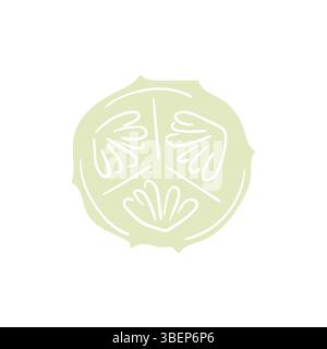 Cute vegetable illustration in hand draw style. Cucumber on white background. White outline. Design Stock Vector