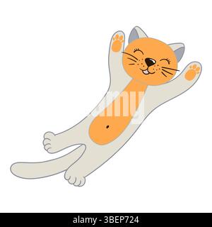 Cute animal illustration in hand draw style. Cat icon on white background. Design for postcards, flyers, banners. Icon, sign Stock Vector