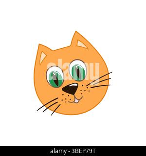 Cute animal illustration in hand draw style. Cat icon on white background. Design for postcards, flyers, banners Stock Vector