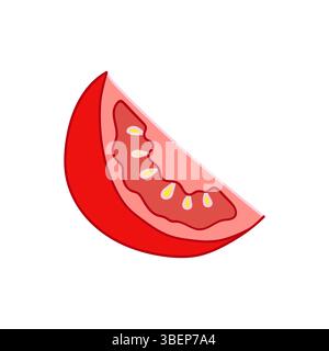 Cute vegetable illustration in hand draw style. Tomato icon on white background. Design for postcards, flyers, banners. Icon Stock Vector