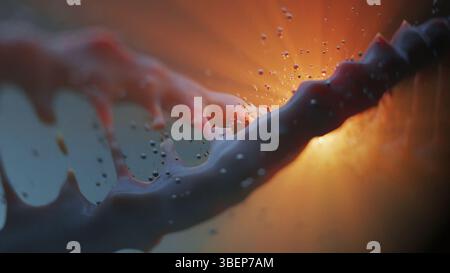The DNA spiral, the movement of molecules in the microcosm, the evolution of life and the formation of the genetic code of living organisms, 3d concept Stock Photo