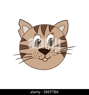 Cat icon on white background. Cute animal illustration in hand draw style. Design for postcards, flyers, banners. Icon, sign Stock Vector