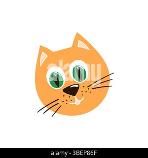 Cute animal illustration in hand draw style. Cat on white background. White outline. Design for postcards, flyers, banners Stock Vector