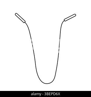 Skipping rope with curved handles and a flexible cord simple outline vector illustration, for fitness, exercise, sports-themed designs, icons, workout guides, and health-related creative projects Stock Vector