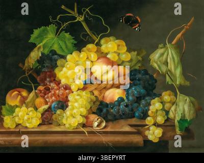 Franz Xaver Petter, Still Life with Grapes, Peaches and Walnuts, 1823, oil on panel; Stock Photo