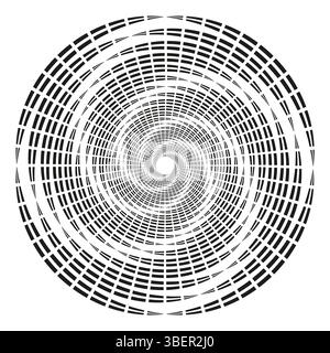 Spiral tunnel grid. Concentric curve illusion. Geometric round swirl. Vector abstract depth. Stock Vector