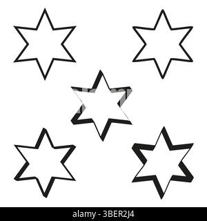 Outlined star symbol. Abstract star vector. Geometric contour element. Clean black shape. Stock Vector