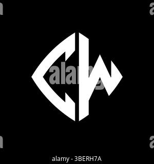CW Logo initial monogram with geometric modern rectangle rounded style design in isolated background, minimalist geometric shape style logo. Stock Vector