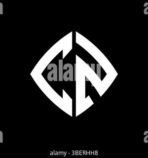CZ Logo initial monogram with geometric modern rectangle rounded style design in isolated background, minimalist geometric shape style logo. Stock Vector