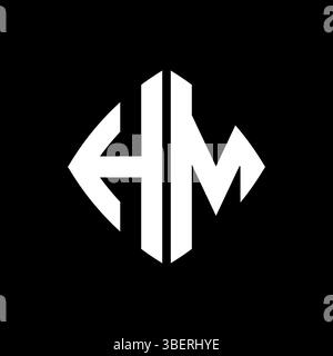 HM Logo initial monogram with geometric modern rectangle rounded style design in isolated background, minimalist geometric shape style logo. Stock Vector