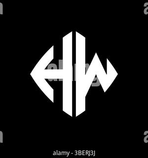 HW Logo initial monogram with geometric modern rectangle rounded style design in isolated background, minimalist geometric shape style logo. Stock Vector