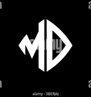 MD Logo initial monogram with geometric modern rectangle rounded style design in isolated background, minimalist geometric shape style logo. Stock Vector