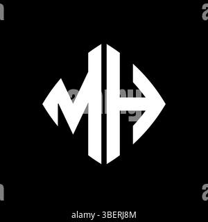 MH Logo initial monogram with geometric modern rectangle rounded style design in isolated background, minimalist geometric shape style logo. Stock Vector