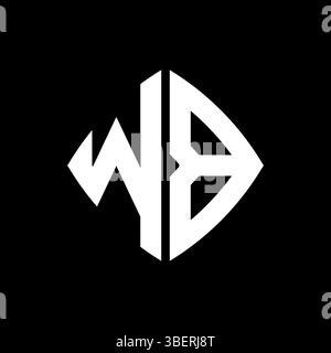 WB Logo initial monogram with geometric modern rectangle rounded style design in isolated background, minimalist geometric shape style logo. Stock Vector