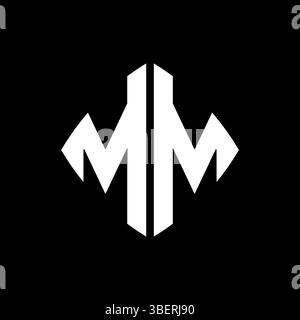 MM Logo initial monogram with geometric modern rectangle rounded style design in isolated background, minimalist geometric shape style logo. Stock Vector
