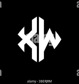 XW Logo initial monogram with geometric modern rectangle rounded style design in isolated background, minimalist geometric shape style logo. Stock Vector